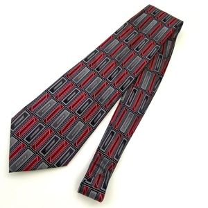 Boca Classics Men's Burgundy/Grey Geometric Silk Necktie